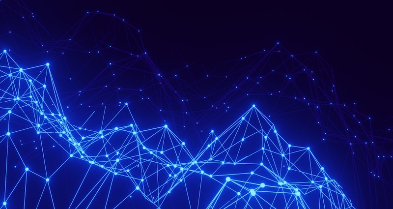 Abstract blue network connectivity mesh representing digital transformation